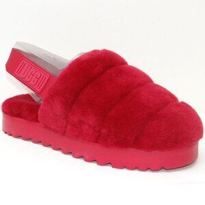 UGG Super Fluff closed toe slingback shearling slippers RED EU 39 US 8 NIB